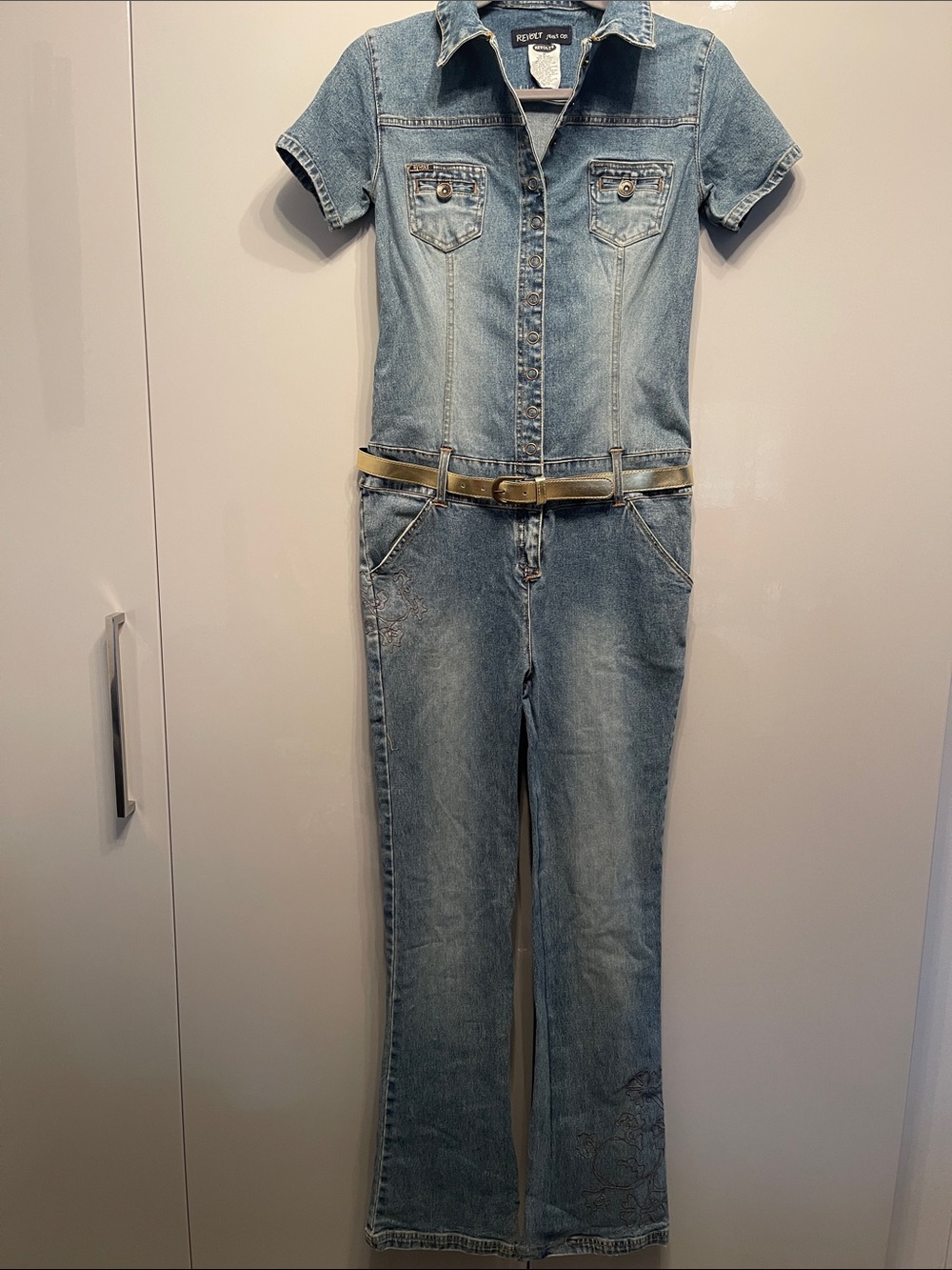 Guess Floral Skinny Jeans - Gray with Olive and Mauve Accents